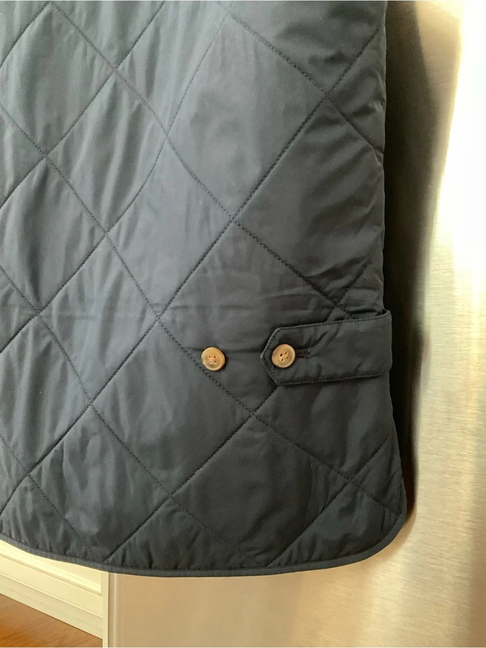 J. Crew Quilted Navy Reversible Men’s Vest with Tan Lining